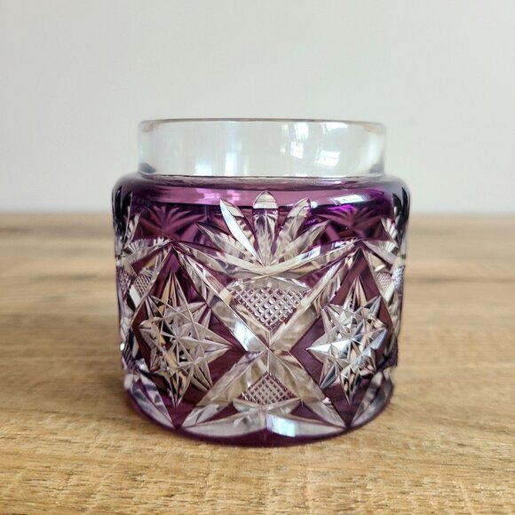 Purple crystal cut to clear container. - Picture 1 of 6